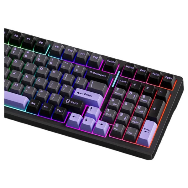 Renkli LED aydınlatmalı oyun klavyesi, dayanıklı ve konforlu kullanımıyla bilgisayar oyuncuları için ideal. Çok renkli ışıklandırma ve ergonomik tasarım ile yüksek performans sağlar.