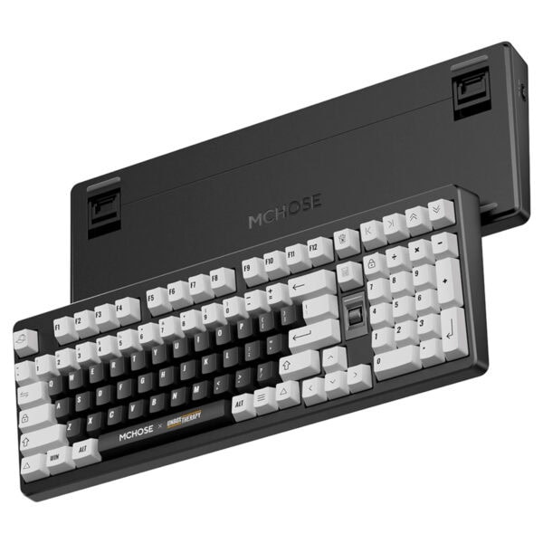 Klavyeli bilgisayar veya ofis içi kullanım için ideal mekanik klavye siyah ve beyaz anahtarlara sahip ergonomik tasarım.