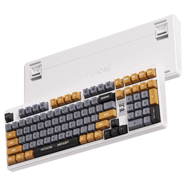 Yüksek kaliteli Mekanik oyun klavyesi, siyah ve altın renkli tuşlarıyla güncel teknolojiyi ve şık tasarımı bir arada sunar, hız ve hassasiyet sağlar.