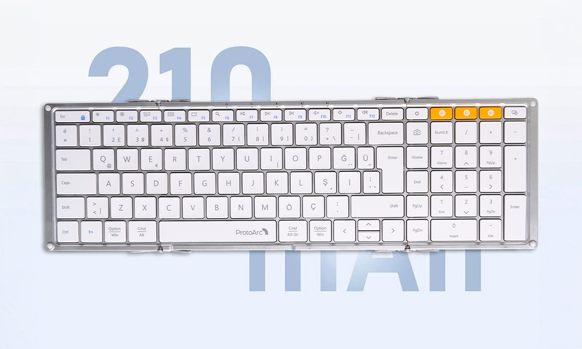 Protoarc Xk01 Beyaz Katlanabilir Türkçe Klavye H05