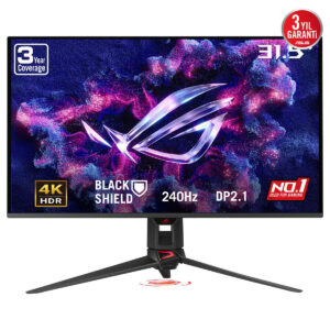 ASUS ROG Swift OLED PG32UCDM3 31.5 inç 4K UHD OLED oyun monitörü, 240Hz yenileme hızı ve 0.03ms tepki süresi ile yüksek performans sağlar.