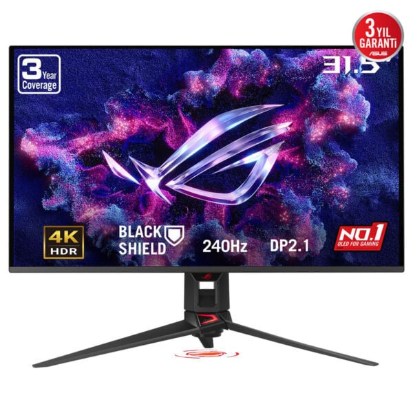 ASUS ROG Swift OLED PG32UCDM3 31.5 inç 4K UHD OLED oyun monitörü, 240Hz yenileme hızı ve 0.03ms tepki süresi ile yüksek performans sağlar.