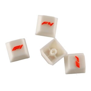 F1 tuşu için beyaz plastik klavye kapakları, kırmızı F1 logosuyla, dayanıklı ve kullanışlı. Çevre dostu malzemeden üretilmiş, laptop ve bilgisayar klavyelerine uyum sağlar.