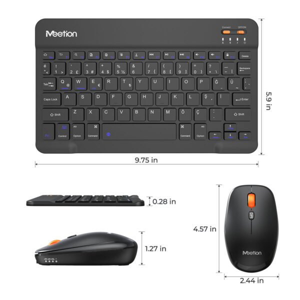 Meetion Btc9660 Siyah Ultra İnce Manyetik Kılıflı Kablosuz Türkçe Klavye Mouse Seti 05