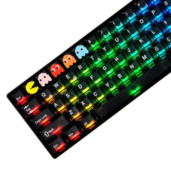 Renkli RGB aydınlatmalı oyuncu klavyesi, ışıklı tuşlar ve özelleştirilebilir ışık efektleri ile masaüstü ve dizüstü bilgisayarlara uyum sağlar. Yüksek performanslı ve şık tasarımıyla oyun deneyimini artırır.