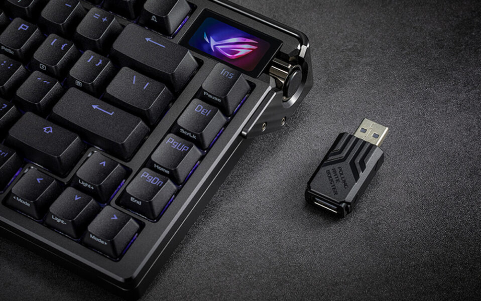 ASUS ROG Azoth Extreme NX kablosuz mekanik gaming klavye, RGB aydınlatmalı ve yüksek performanslı tuşlara sahip, oyun ve profesyonel kullanım için ideal, şık ve dayanıklı tasarım.