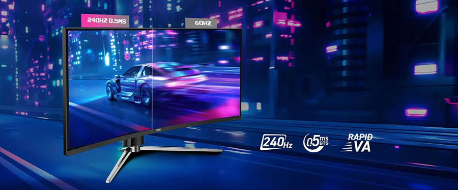 MSI MPG 346CQRF X24 34 inç 240Hz UWQHD Kavisli Gaming Monitör, hızlı 0.5ms tepki süresi ve Adaptive Sync teknolojisi ile yüksek performans ve akıcı görüntü deneyimi sağlar.