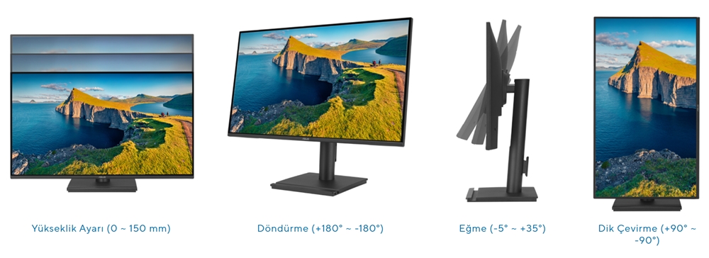 ASUS BE27AQ 27 inç 75Hz 5ms IPS QHD Adaptive Sync monitör, pivot özelliği ve yüksek çözünürlük ile profesyonel ve oyun kullanımı için ideal.