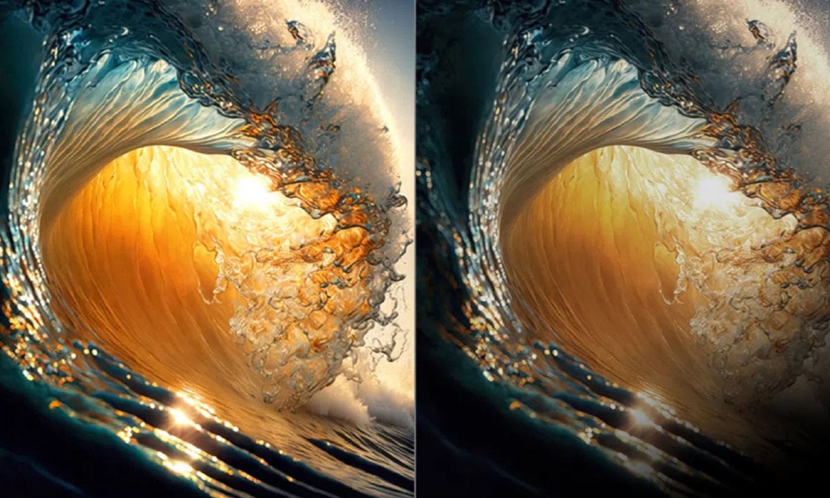 Tsunami veya büyük dalga görüntüsü, suyun gücü ve hareketini vurgular.