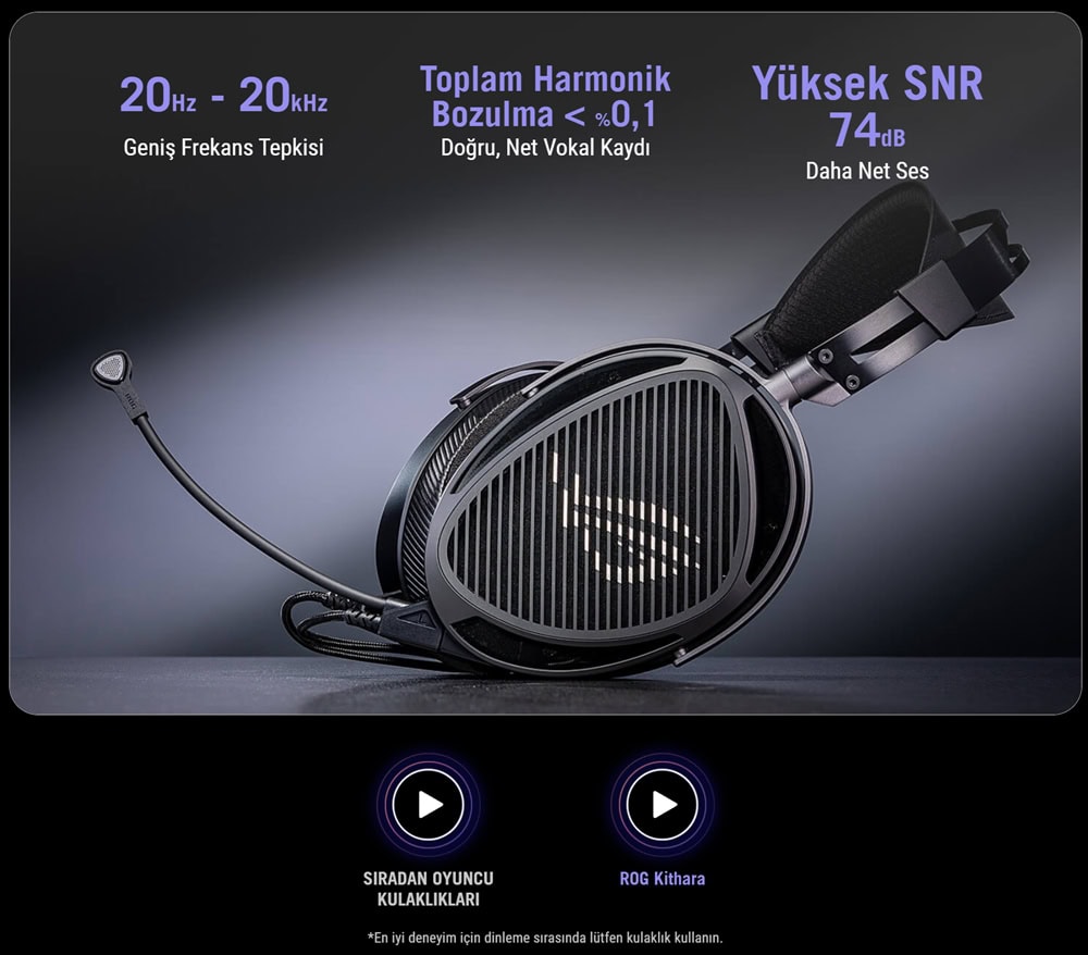 ASUS ROG Kithara 100 mm HIFIMAN Düzlemsel Manyetik Sürücü PS5 Uyumlu Kulaklık.