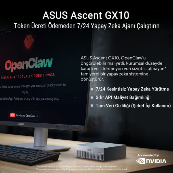 Asus Ascent Gx10 Gg0026bn Ubuntu Linux Arm Gb10 Cpu Blackwell Gpu 128gb Lpddr5x 2tb Ssd Yapay Zeka Super Bilgisayar 16