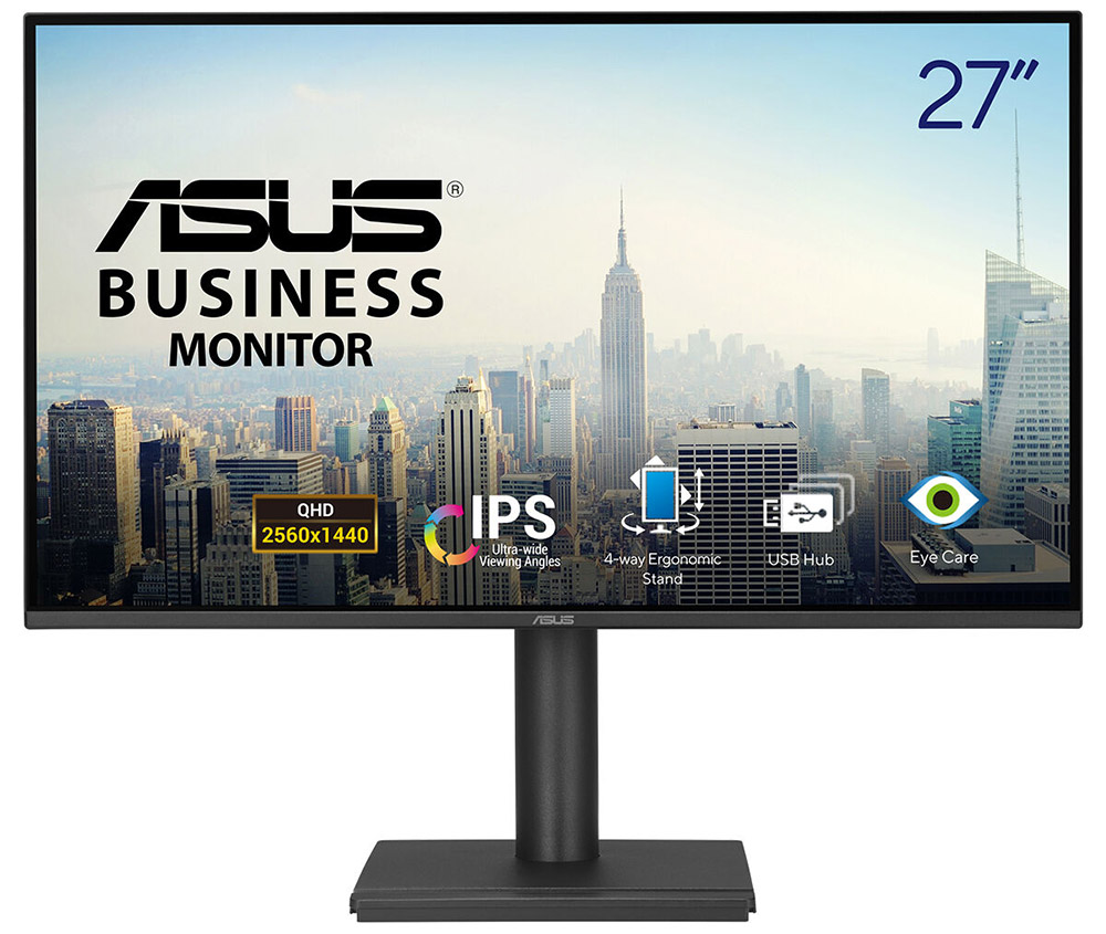 ASUS BE27AQ 27 inç 75Hz 5ms IPS QHD Adaptive Sync monitör, pivot özelliği ve yüksek çözünürlük ile profesyonel ve oyun kullanımı için ideal.
