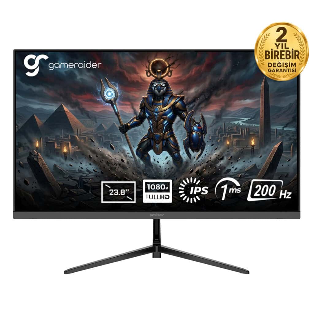 23.8 inç Full HD IPS oyun monitörü, 1080p çözünürlük, 1ms tepki süresi ve 200Hz yenileme hızı ile akıcı ve net görüntü deneyimi sağlar.