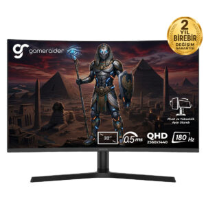 Oyun ve grafik tasarım için 32 inç 4K QHD monitör, 0.5 ms tepki süresi, 180 Hz yenileme hızı ve yüksek renk doğruluğu ile üstün görsel deneyim sağlar.