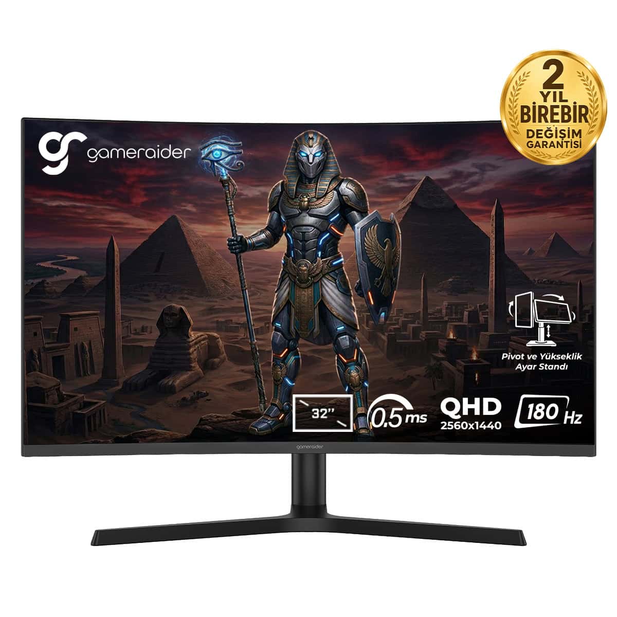 Oyun ve grafik tasarım için 32 inç 4K QHD monitör, 0.5 ms tepki süresi, 180 Hz yenileme hızı ve yüksek renk doğruluğu ile üstün görsel deneyim sağlar.