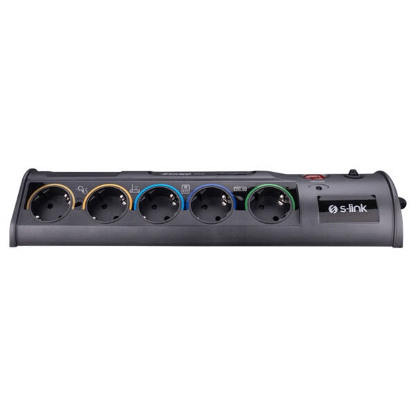 S-Link PRZ010 priz çoklu priz, 1.8 metre kablo, 16A akım koruması, USB ve Type-C portlarıyla güvenli ve kullanışlı elektrik prizi.