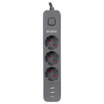 S-link SPG03U 2 Usb +1Type C 5V2.4A 1.5m 3x1.00mm 100% Bakır 750 Joule 3 lü Anahtarlı Akım Korumalı Priz