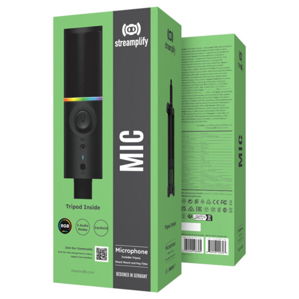 Streamplify Mic Tripod Cardioid Rgb Siyah Yayinci Mikrofonu 12