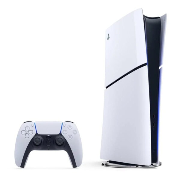 Beyaz PlayStation 5 konsolu ve kontrolcü, yüksek performans ve oyun deneyimi için tasarlandı. Modern tasarımıyla dikkat çeker, en yeni oyunlar ve teknolojilerle uyumlu.