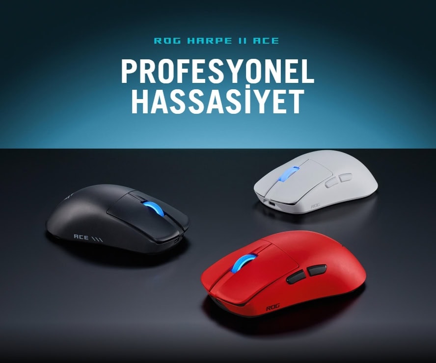 ASUS ROG Harpe II Ace Kırmızı AimPoint Pro Sensör Kablosuz Gaming Mouse.