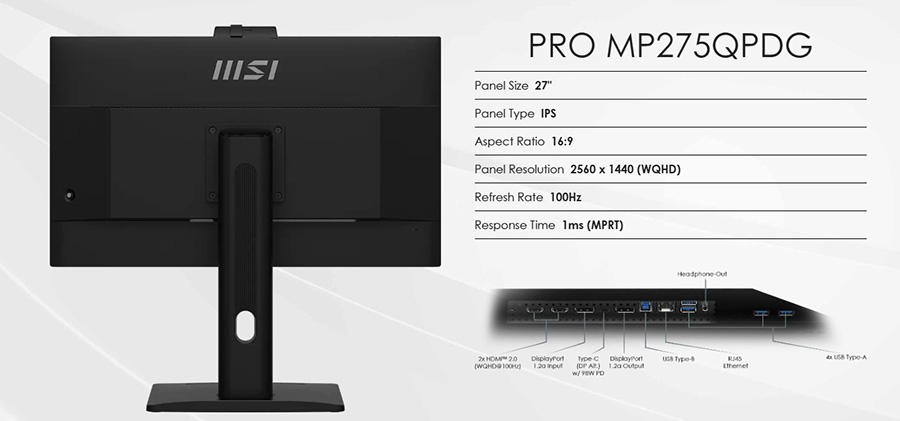 MSI PRO MP275QPDG 27 inç 100Hz 1ms 2K WQHD Adaptive Sync IPS Monitör h26