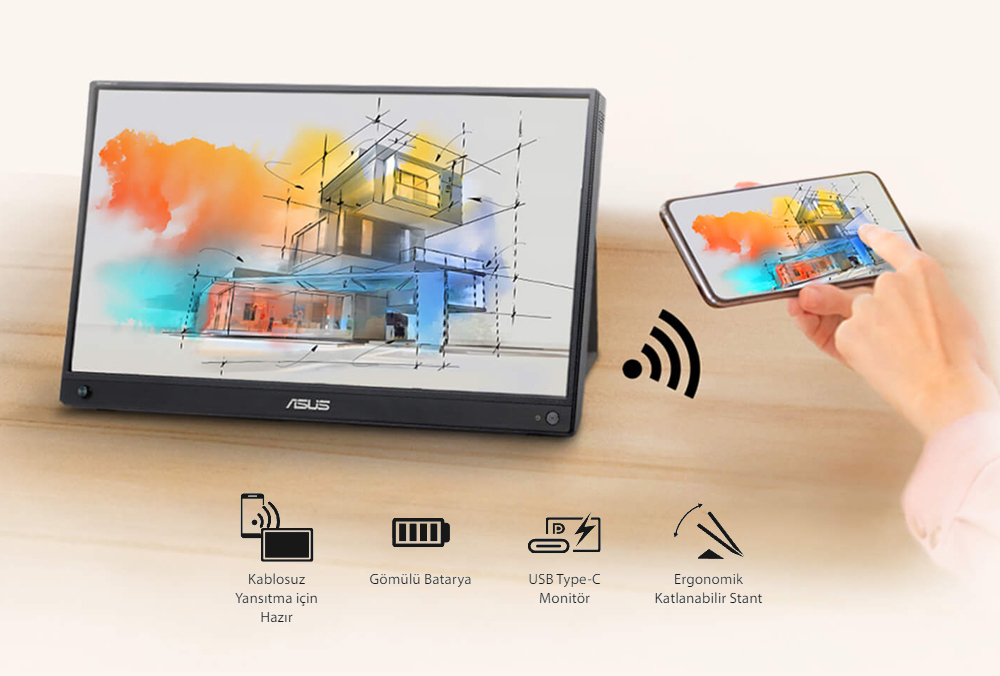 ASUS ZenScreen GO MB16AWP Monitör yh4