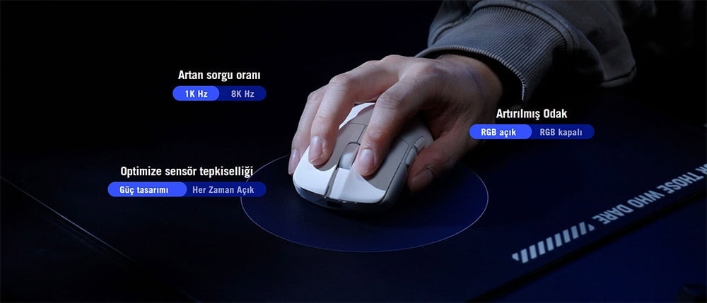 ASUS ROG Harpe II Ace Kırmızı AimPoint Pro kablosuz oyun faresi, yüksek hassasiyet ve hızlı tepki süresi ile profesyonel gaming deneyimi sunar.