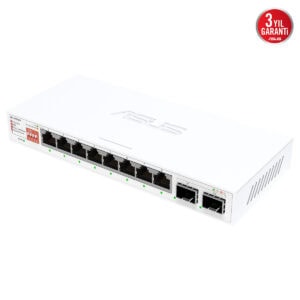 ASUS QG-U1080 8 RJ45 ve 2 SFP+ portlu yönetilemez anahtar, yüksek hızlı 2.5 Gbps ve 10 Gbps bağlantı desteği ile ofis ve kurumsal ağlar için ideal çözüm.