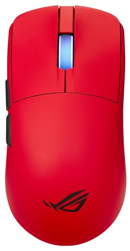 Kırmızı ROG Harpe II Ace AimPoint Pro sensörlü kablosuz oyun faresi, ergonomik tasarımı ve yüksek hassasiyetiyle üstün oyun performansı sağlar.