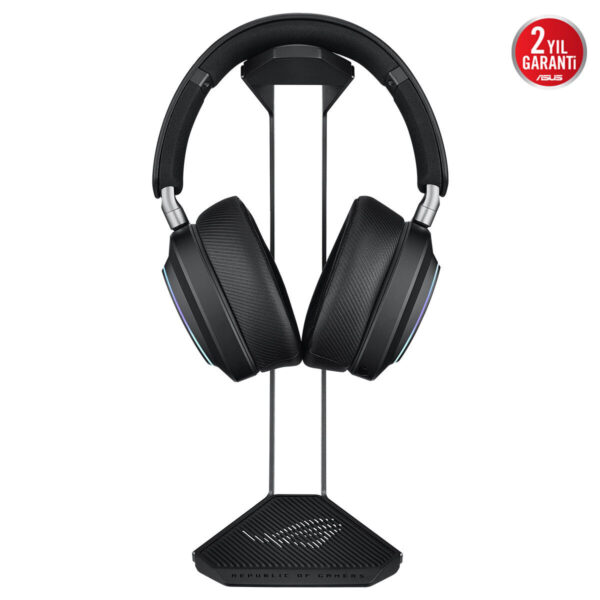 ASUS ROG Throne II Core oyun kulaklık standı, şık tasarımı ve dayanıklı yapısıyla gaming kulaklıklarınızı düzenli tutar, oyuncu odaklı tasarım ve yüksek kalite malzeme kullanımıyla öne çıkar.