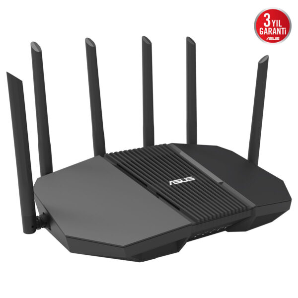 ASUS RT-BE90U-BE9400 üç bantlı Wi-Fi 7 yönlendirici, güçlü performans ve geniş kapsama alanı sağlar. Çoklu bağlantı desteği ile ev ve ofis ağlarınızda yüksek hız ve stabilite sunar.