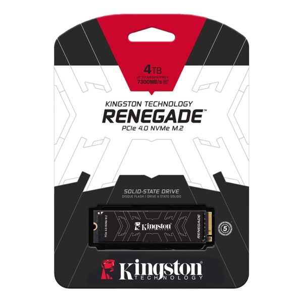 Kingston Renegade 4TB PCIe Gen4 NVMe M.2 SSD, yüksek performanslı okuma hızı 7300MB/s ve yazma hızı 7000MB/s ile hızlı veri aktarımı sağlar. Oyun ve profesyonel uygulamalar için ideal, dayanıklı ve gü.