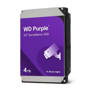 WD Purple 4TB 3.5 inç Güvenlik Sabit Diski, 5400 Rpm hızında, 128MB önbellek ve SATA 3.0 bağlantı ile 7/24 güvenlik ve gözetim sistemleri için tasarlanmış yüksek kapasiteli HDD.