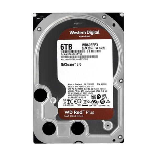 WD Red Plus 6TB 5400Rpm SATA 3.0 Harddisk, NAS uyumlu, yüksek depolama kapasitesi ve güvenilir performans sağlar. 3.5 inç boyutunda, 256MB önbellek ile veri aktarımını hızlandırır.