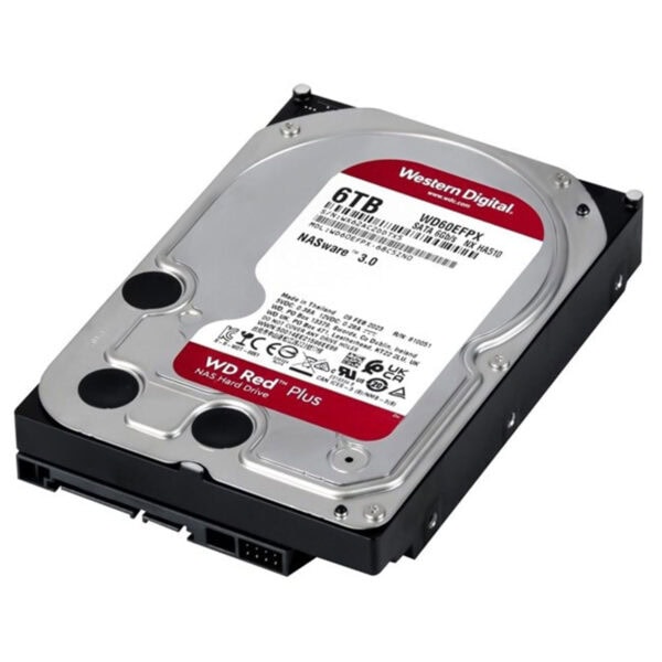 WD Red Plus 6TB 5400Rpm SATA 3.0 Hard Disk, yüksek depolama kapasitesi ve güvenilirlik ile NAS ve veri depolama çözümleri için ideal.