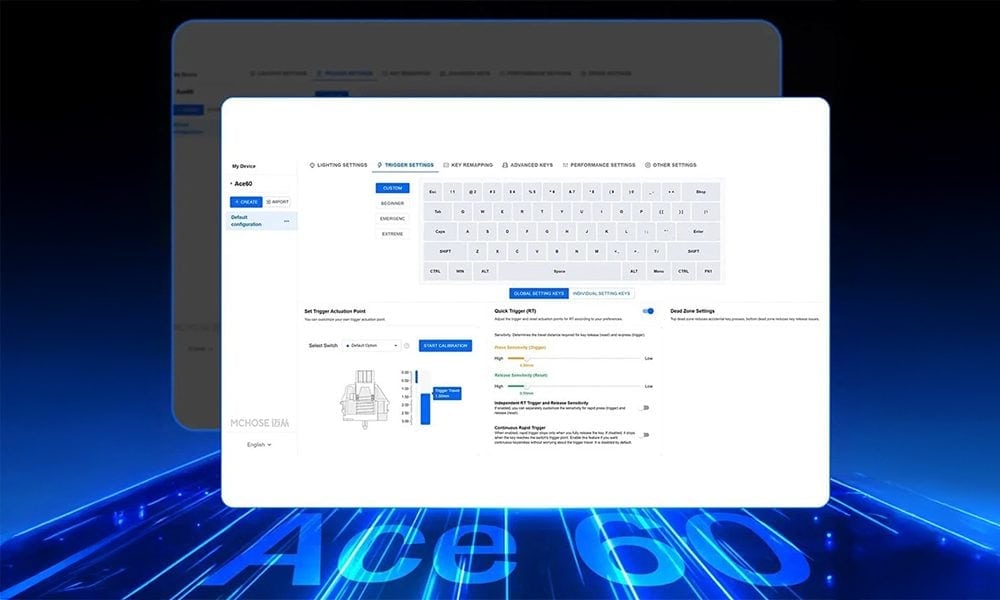 MCHOSE Ace 60 Pro Siyah RGB Gaming Klavye, Hall Effect KTEK Manyetik Anahtarlar ve 8K Hz Hotswap Özelliği ile yüksek performans sağlar. RGB aydınlatma ve dayanıklı tasarımıyla oyun deneyimini artı.