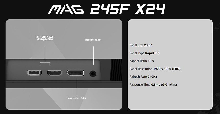 MSI MAG 245F X24 Gaming Monitör H12