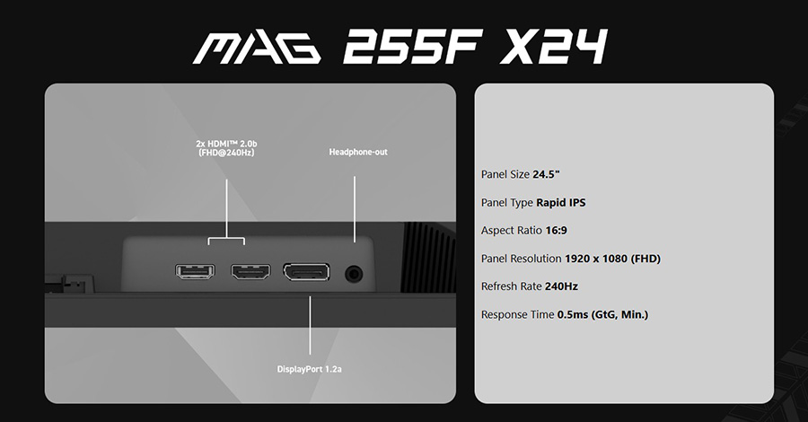 MSI MAG 255F X24 Gaming Monitör H12