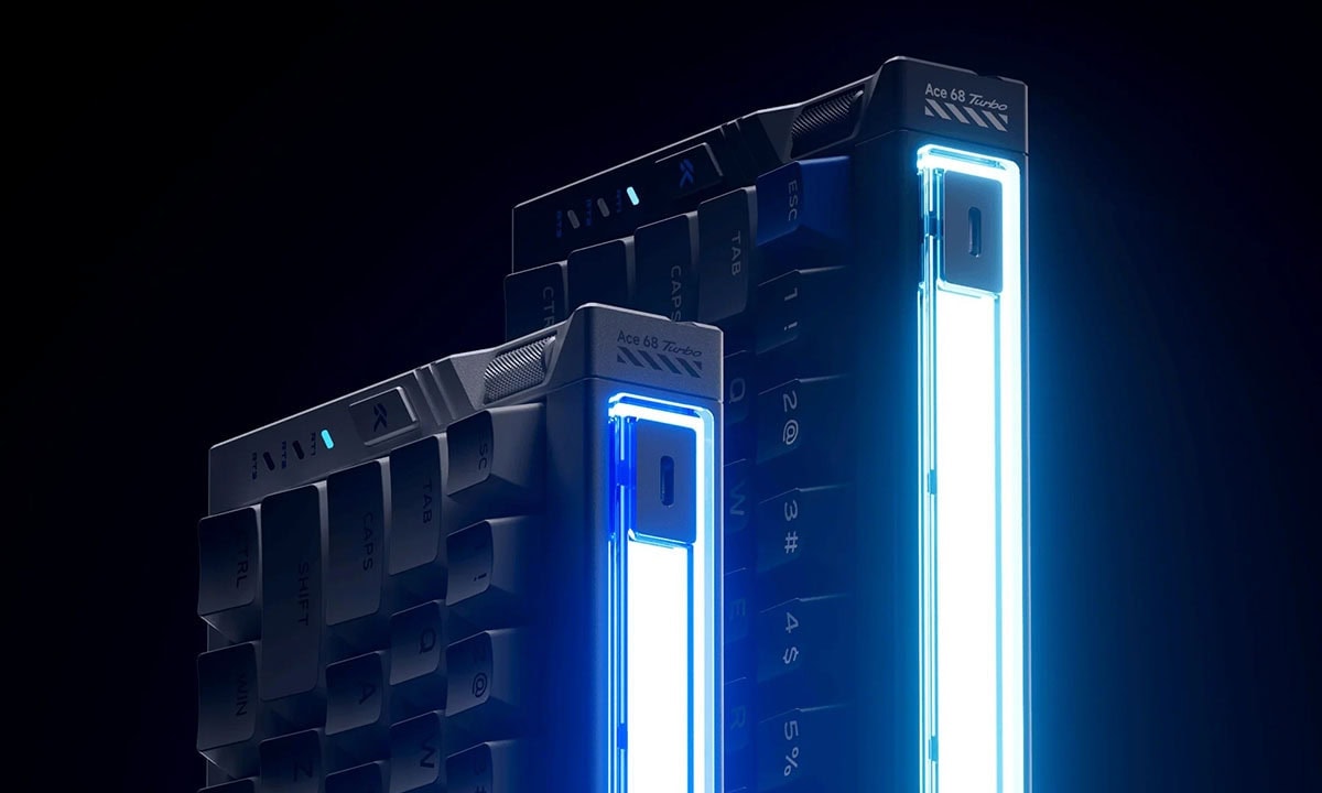 MCHOSE Ace 68 Turbo Esports Galaxy Orange RGB gaming klavye, mount, GT 16K Hz Hall Effect, magnetik anahtarlar, hotswap özelliği ve RGB aydınlatma ile yüksek performans sağlar.