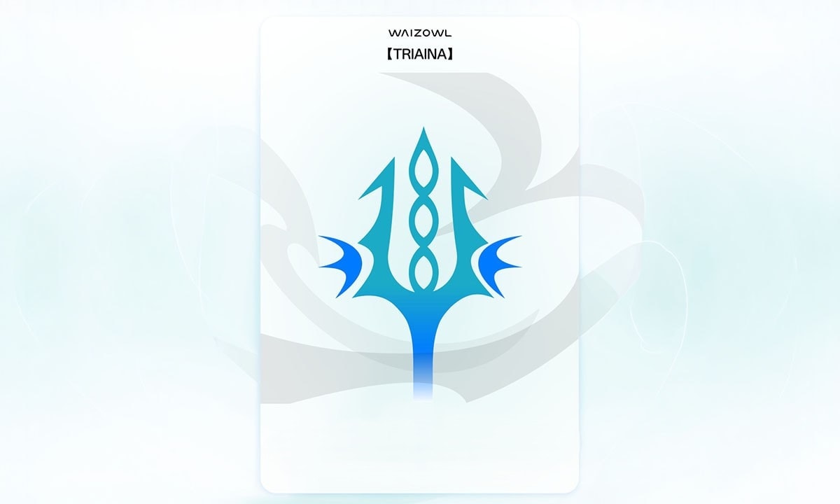 WAIZOWL TRIARINA markası ve tasarımı, yüksek çözünürlüklü gaming mouse sensörü ve özel tasarım detaylarıyla öne çıkan modern logo.