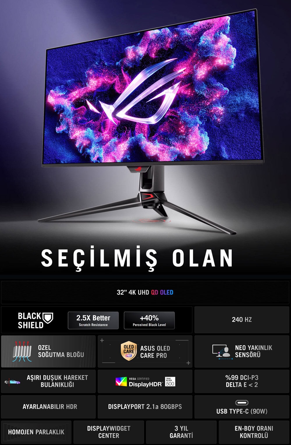 ASUS ROG Swift OLED PG32UCDM3 Gaming Monitör H2