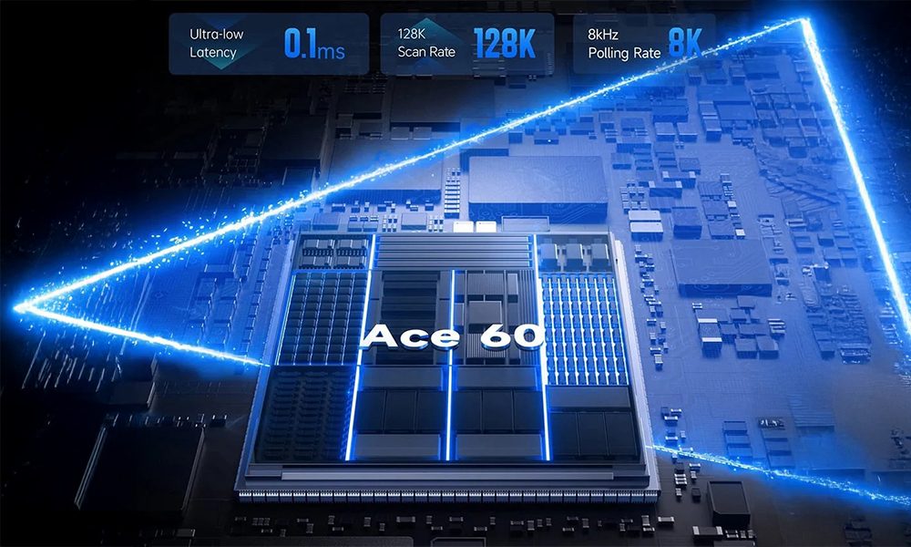 MCHOSE Ace 60 Pro Siyah RGB oyun klavyesi, hall effect sensör ve manyetik anahtar teknolojisi ile yüksek hassasiyet ve hızlı tepki sağlar.