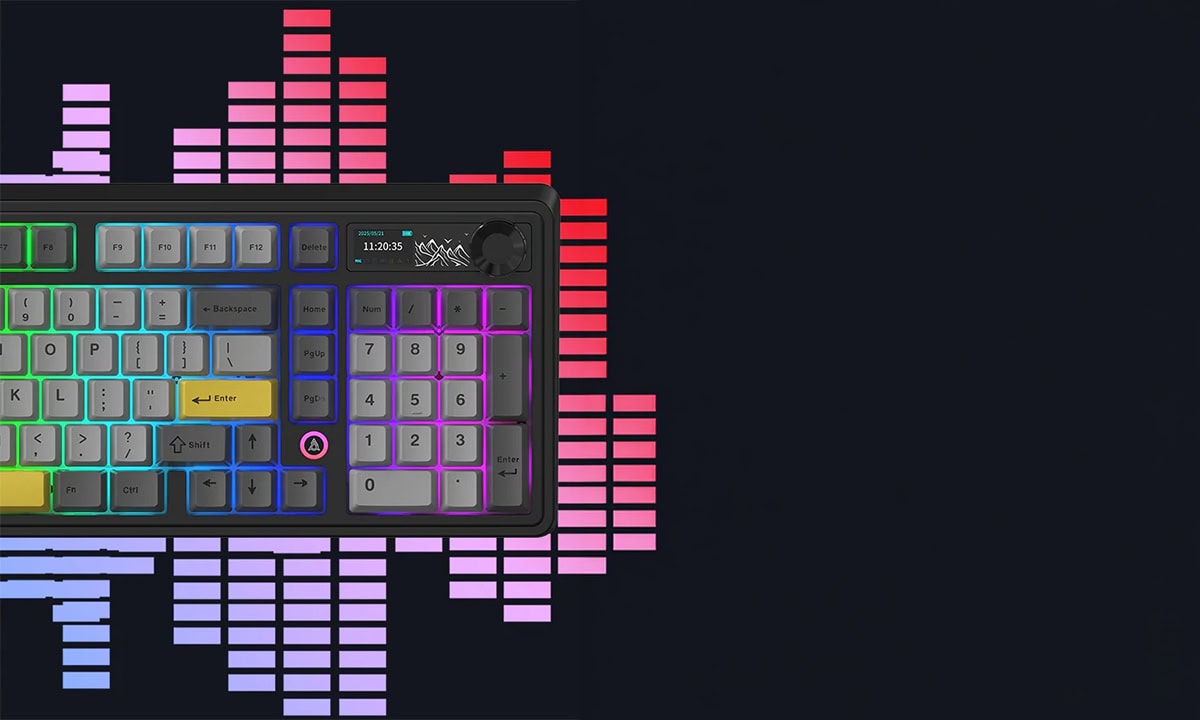 AJAZZ AK980 V2 renkli RGB kablosuz mekanik gaming klavye, hotswap switch özelliği ve İngilizce düzen ile yüksek performans sağlar.