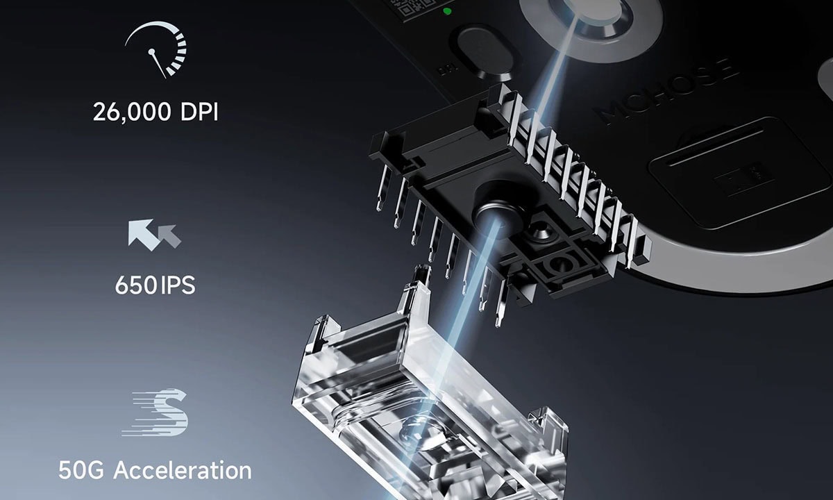 Yüksek çözünürlüklü 8K Hz kablosuz oyun faresi, MCHOSE A5 V3 modelinin beyaz ve pembe renk seçenekleriyle, hassas ve hızlı hareket imkanı sunar, oyun performansını artırır.