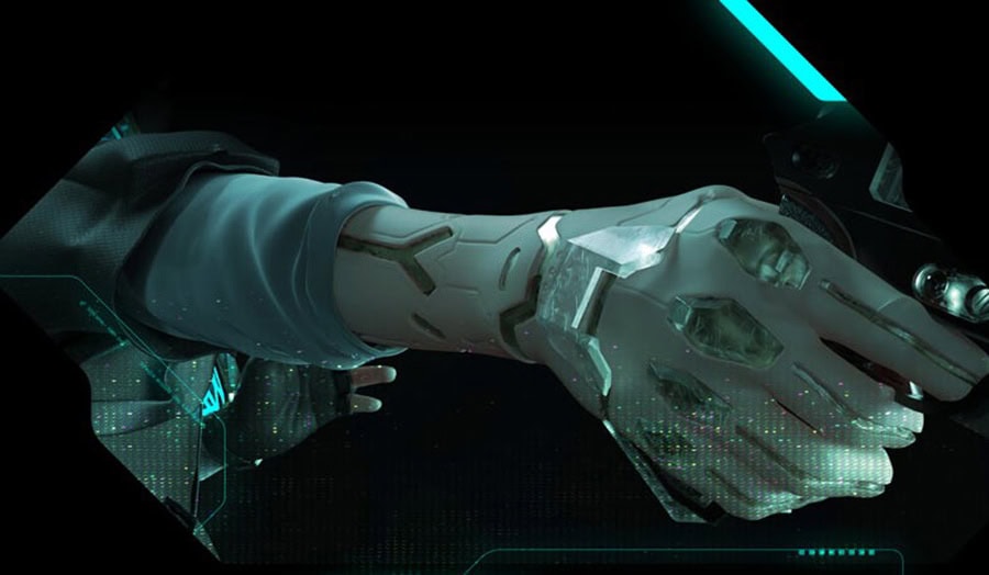 Yapay zeka ve robotik el teknolojisiyle tasarlanmış, yüksek performanslı ve dayanıklı el sıkışma görüntüsü. Gelişmiş yapay zeka ve robotik sistemlerin entegrasyonu.