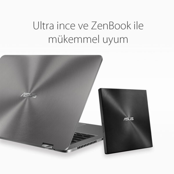 ASUS ZenDrive U9M SDRW-08U9M-U, M-DISC destekli, ultra ince ve taşınabilir harici DVD yazıcı. Yüksek uyumluluk ve şık tasarımıyla verilerinizi güvenle yedekleyin.