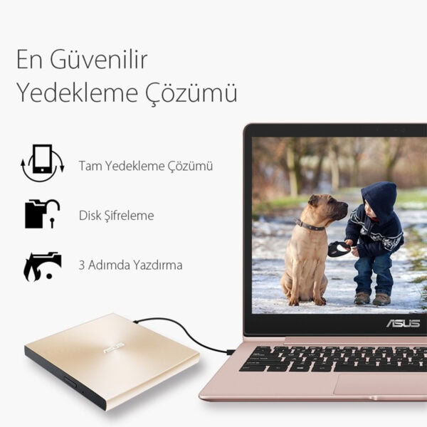 ASUS ZenDrive U9M SDRW-08U9M-U Altın M-DISC Destekli Harici DVD Yazıcı.