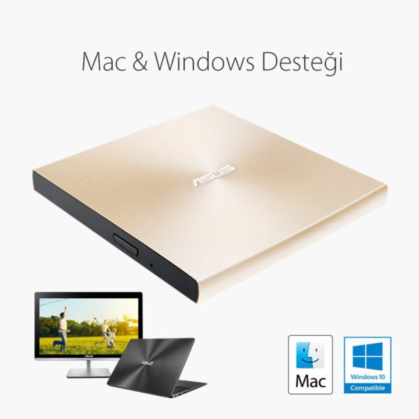 ASUS ZenDrive U9M SDRW-08U9M-U Altın Renkli M-DISC Destekli Harici DVD Yazıcı.