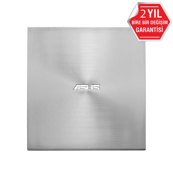 ASUS ZenDrive U9M SDRW-08U9M-U, şık gümüş renkli ultra ince harici DVD yazıcı, M-DISC desteği ile veri güvenliği sağlar, taşınabilir ve kullanımı kolay.