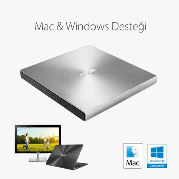 ASUS ZenDrive U9M SDRW-08U9M-U, M-DISC destekli, ultra ince ve şık tasarımlı harici DVD yazıcı. Mac ve Windows uyumlu, yüksek performans ve taşınabilirlik sağlar.